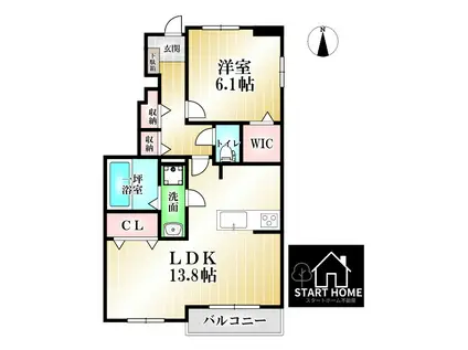 ハイソラーレ III(1LDK/1階)の間取り写真