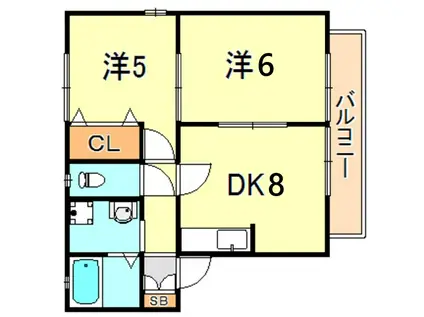 アサンテA棟・B棟(2DK/2階)の間取り写真