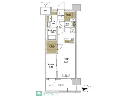 RJRプレシア川口(1LDK/9階)の間取り写真