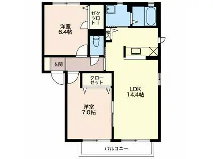 MASTTOWN松岡III(2LDK/1階)の間取り写真