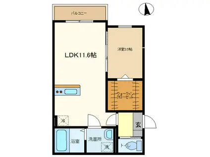 KEIAI RESIDENCE せんげん台IV(1LDK/2階)の間取り写真