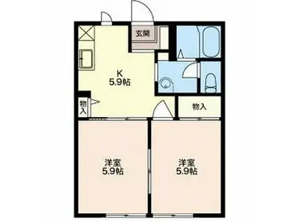 パストラル(2DK/1階)の間取り写真