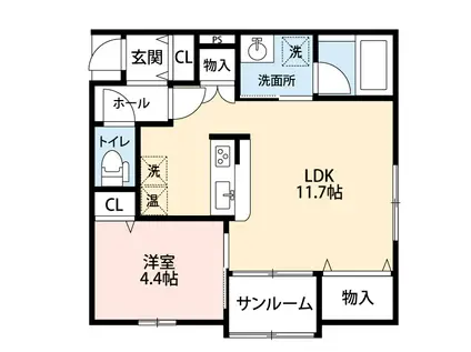 サンリッチ(1LDK/1階)の間取り写真