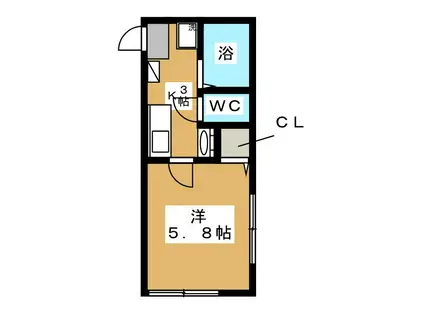 オーソクレーズ金沢八景(1K/2階)の間取り写真