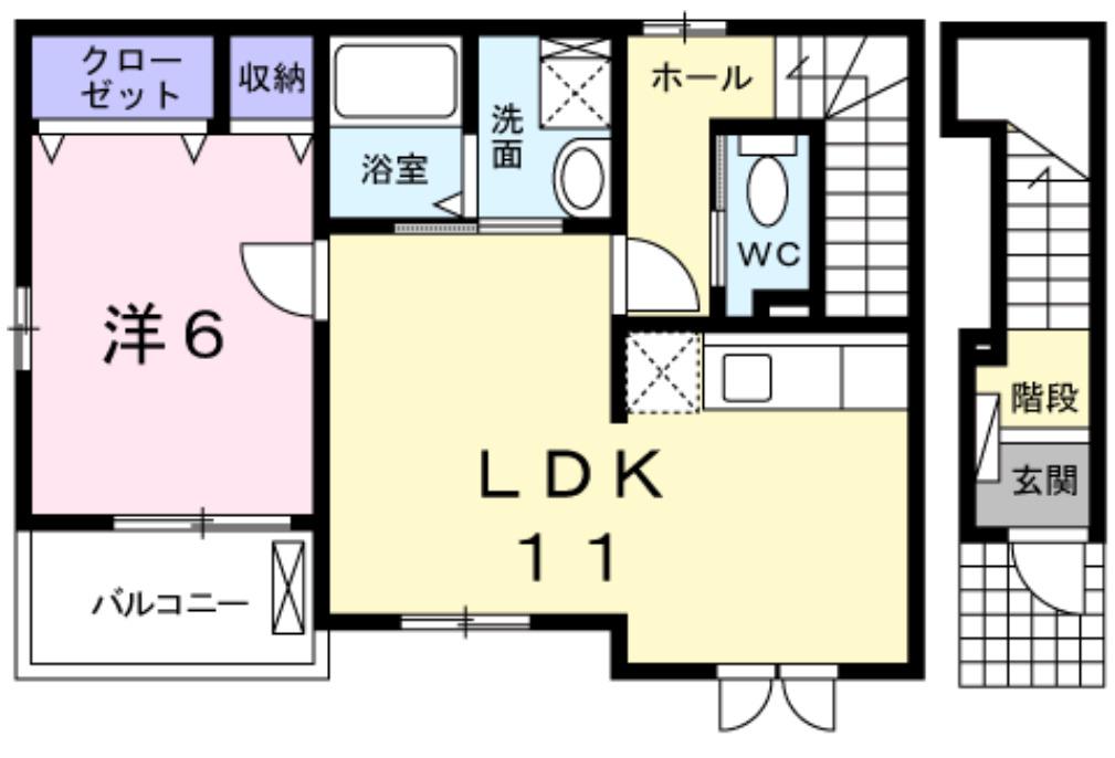 サウスエレガンス(1LDK/2階)の間取り写真