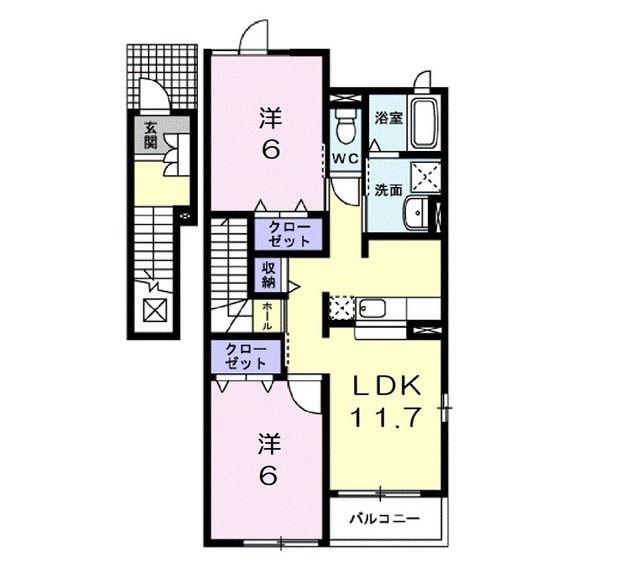 エステートピア(2LDK/2階)の間取り写真