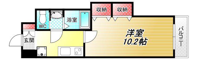 LUXE布施北II(1K/2階)の間取り写真