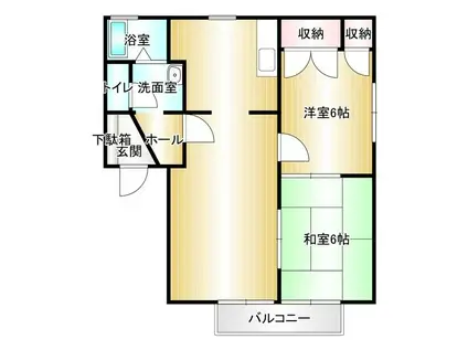 カーサ片島(2LDK/2階)の間取り写真