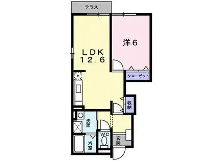 ジェラードII(1LDK/1階)の間取り写真