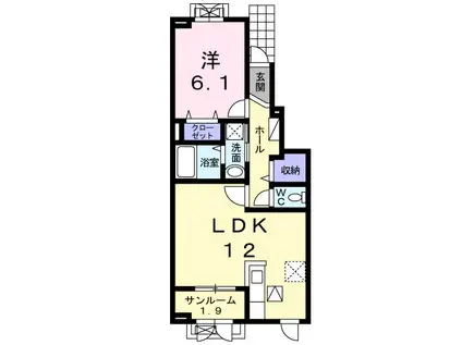 サニーIII(1LDK/1階)の間取り写真