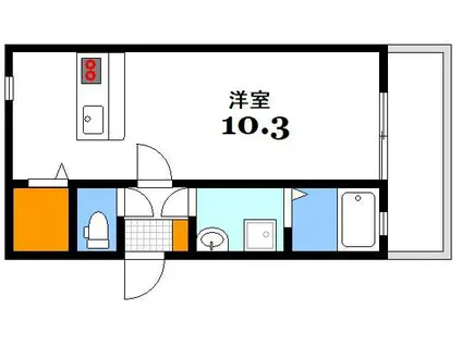 プラン・ソレイユA(ワンルーム/2階)の間取り写真