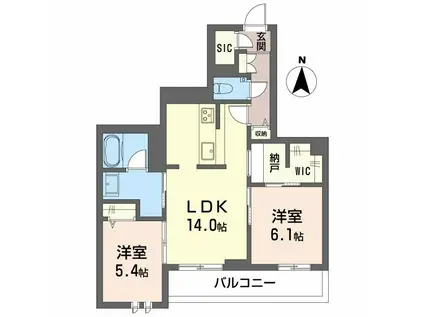 AVANCE東草深イースト(2LDK/4階)の間取り写真