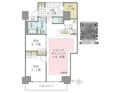 BRILLIA IST 東雲キャナルコート(2LDK/4階)の間取り写真