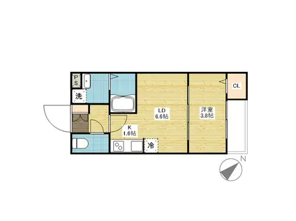 アコット春日(1LDK/3階)の間取り写真