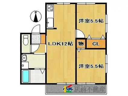 フィールド・オブ・ゴッドB(2LDK/2階)の間取り写真