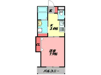 レユシール末広町I(1K/3階)の間取り写真