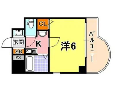 エステムコート神戸三宮山手センティール(1K/2階)の間取り写真
