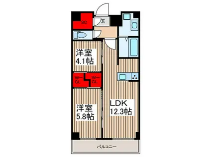 S-RESIDENCE東浦和AGUA(2LDK/7階)の間取り写真