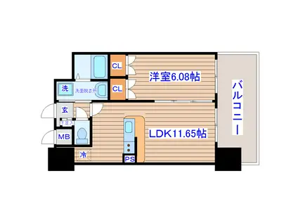 アルティザ仙台花京院(1LDK/11階)の間取り写真