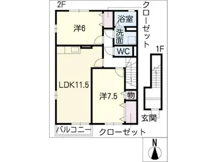 フォレストヴィレッジ(2LDK/2階)の間取り写真