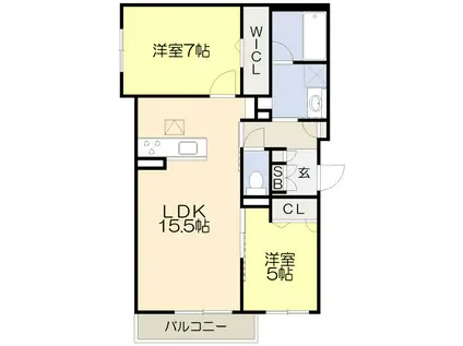 パークサイド蛍池(2LDK/2階)の間取り写真