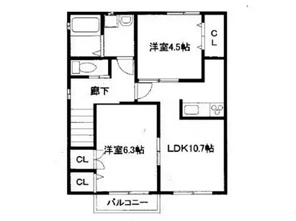 レグジー(2LDK/2階)の間取り写真