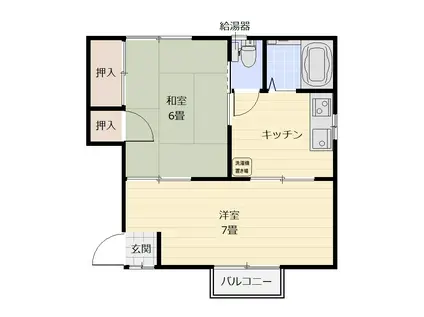 フォーブル松美ヶ丘(2K/2階)の間取り写真