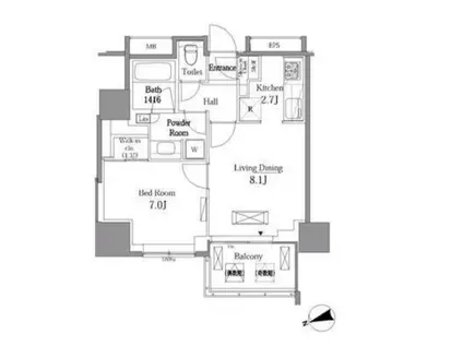 レジディアタワー目黒不動前(1LDK/17階)の間取り写真