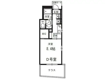 カリオ鵜の木(1K/1階)の間取り写真