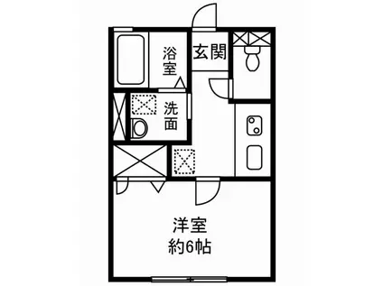 ハイムロンサール(1K/1階)の間取り写真