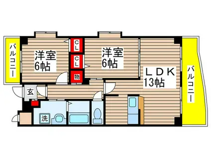セードル(2LDK/2階)の間取り写真