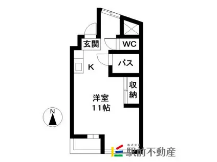 フラット広末(ワンルーム/2階)の間取り写真