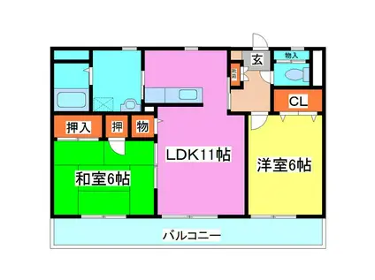 コンフォーレ南高江(2LDK/3階)の間取り写真