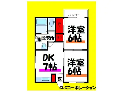 第二福島コーポ(2DK/1階)の間取り写真
