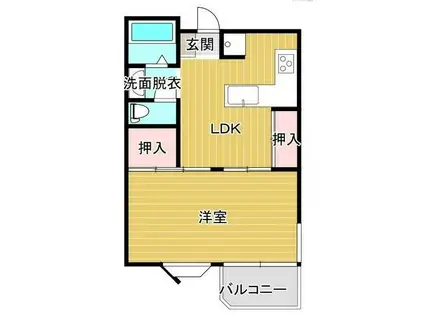チェリベ輝国(1DK/5階)の間取り写真