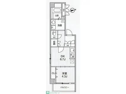 ALIVIS中野(1DK/4階)の間取り写真