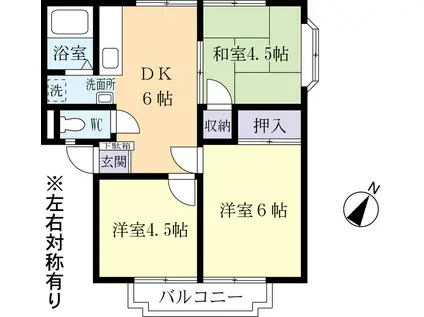 サンライフ臼井B(3DK/2階)の間取り写真