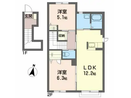 シャーメゾンL(2LDK/2階)の間取り写真