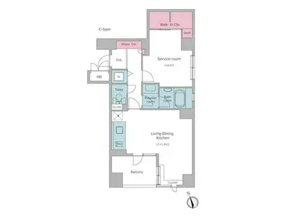 レジディア文京湯島III(1LDK/4階)の間取り写真