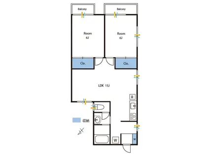 2/21内見可能田園調布アドレス2LDKヒルズ天野(2LDK/2階)の間取り写真
