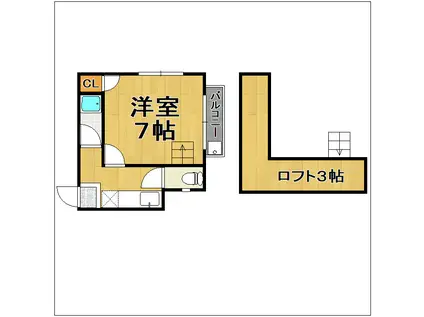 イマージュ西新(1K/3階)の間取り写真