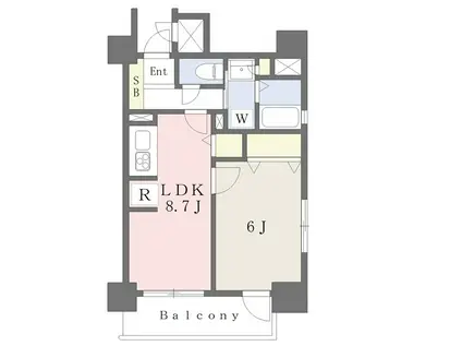 新富町   高層階 アクセス良好 1LDK 更新可(1LDK/11階)の間取り写真