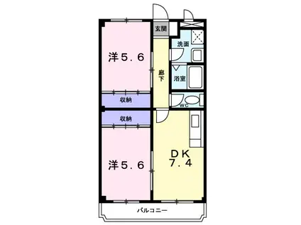 ディアコート(2DK/3階)の間取り写真