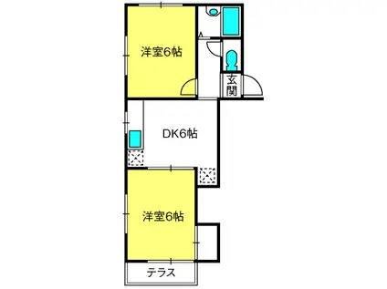 メゾンミワ(2DK/1階)の間取り写真