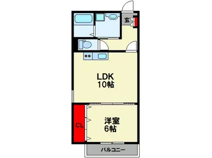 クラシャス川宮(1LDK/2階)の間取り写真