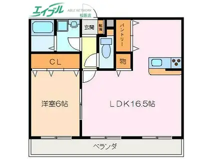 メゾン ママ 1(1LDK/1階)の間取り写真