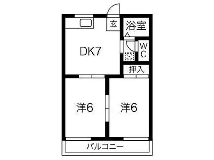 ファミールハイツ B(2DK/1階)の間取り写真