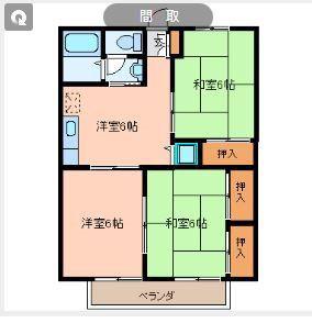 セジュール矢本A棟(3DK/2階)の間取り写真