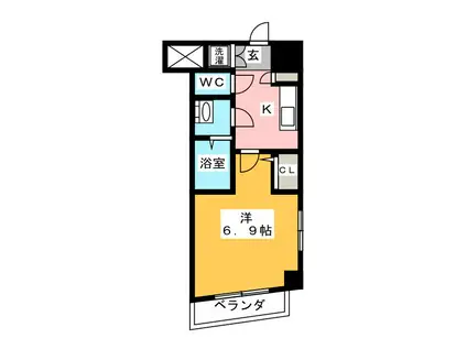 シャローム南小岩(1K/4階)の間取り写真