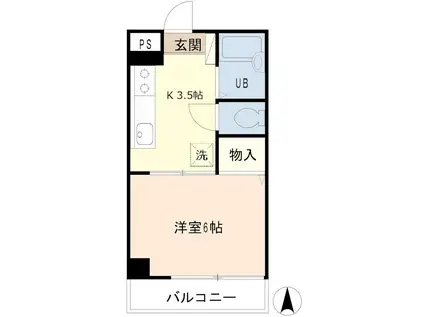 ランドスケープ駒場(1K/2階)の間取り写真